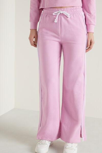 Pink Wide-Leg Cotton Fleece Trousers, 5701_647U, large image number 1