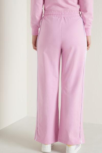 Pink Wide-Leg Cotton Fleece Trousers, 5701_647U, large image number 2