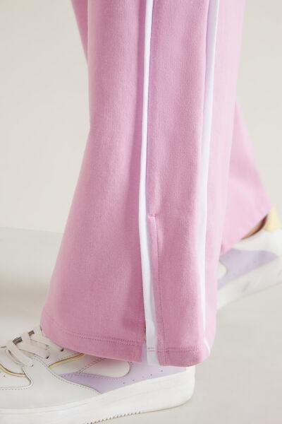 Pink Wide-Leg Cotton Fleece Trousers, 5701_647U, large image number 3