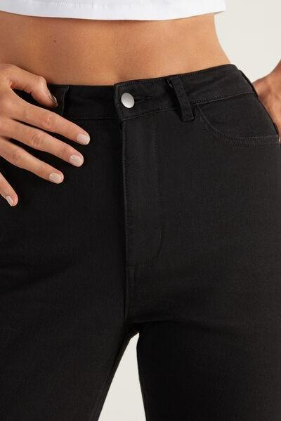 Black High-Waisted Denim Trousers, Black, large image number 3