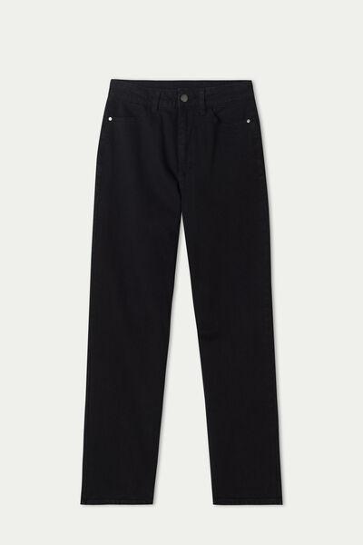 Black High-Waisted Denim Trousers, , large image number 4