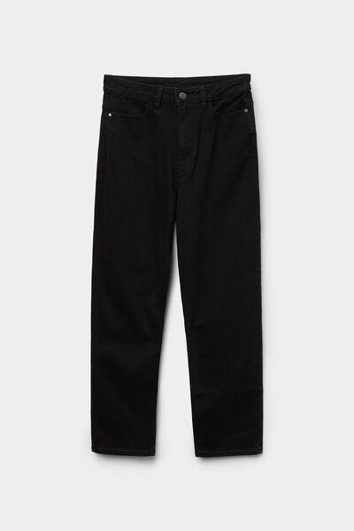 Tezenis - Black Pocket Straight High-Waisted Denim Trousers