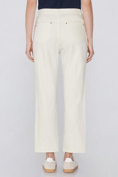 White Straight-Fit High-Waist Pants, , large image number 2