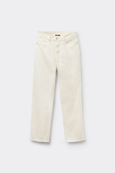White Straight-Fit High-Waist Pants, Milk White, large image number 4