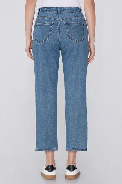 Blue Straight-Fit High-Waist Pants, , large image number 2