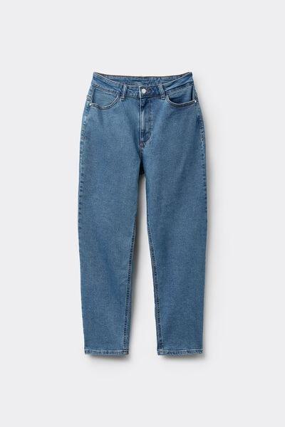 Blue Straight-Fit High-Waist Pants, , large image number 4