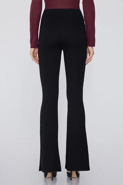 Black Milano-Stitch Palazzo Trousers, Black, large image number 1