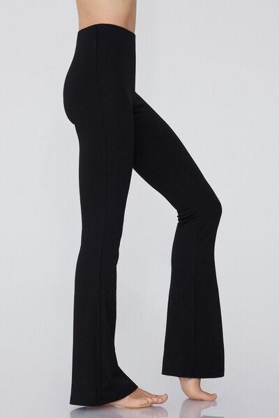 Black Milano-Stitch Palazzo Trousers, Black, large image number 2