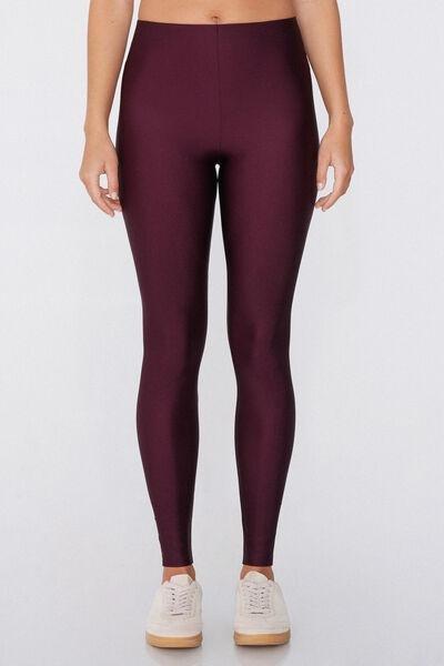 Burgundy High-Waisted Shiny Leggings, 5701_095Y, large image number 1