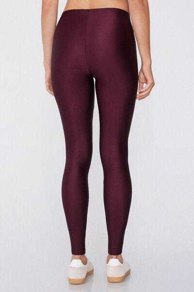 Burgundy High-Waisted Shiny Leggings, 5701_095Y, large image number 2