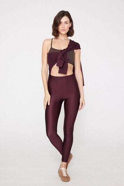 Brown Shiny Microfibre Leggings, 5701_581Z, medium