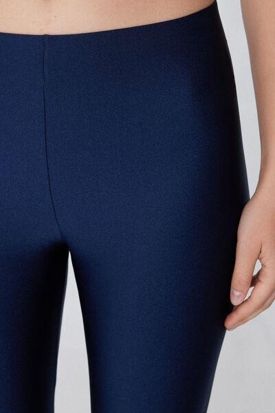 Navy Shiny Microfibre Leggings, , large image number 3