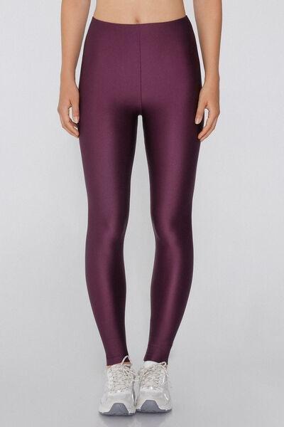 Burgundy Shiny Microfibre Leggings, , large image number 0