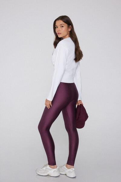 Burgundy Shiny Microfibre Leggings, , large image number 1
