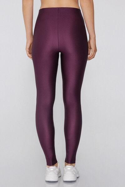 Burgundy Shiny Microfibre Leggings, , large image number 2