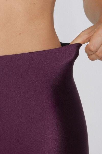 Burgundy Shiny Microfibre Leggings, 5701_726Y, large image number 3