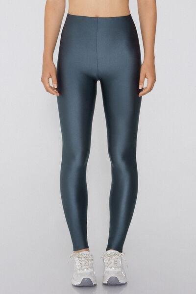 Grey Shiny Microfibre Leggings, , large image number 0