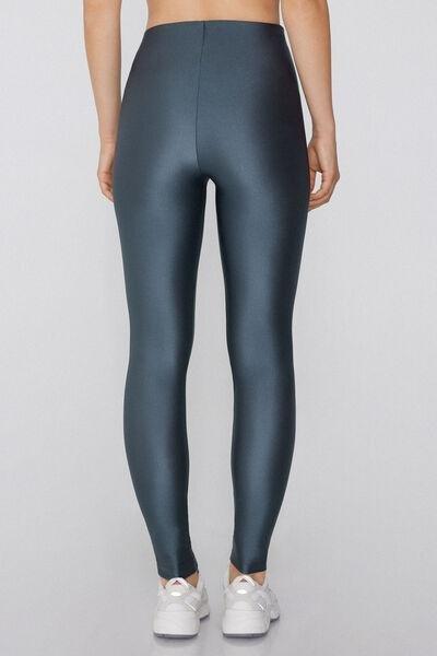 Grey Shiny Microfibre Leggings, , large image number 1