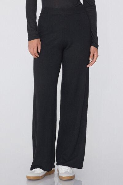 Black Flared Pants, Black, medium