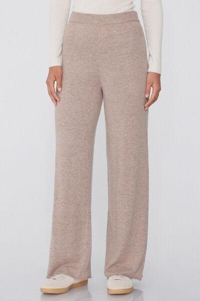 Beige Thick Palazzo Trousers, , large image number 0