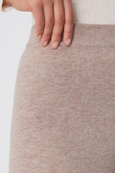 Beige Thick Palazzo Trousers, 5701_874V, large image number 3