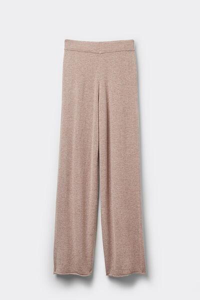 Beige Thick Palazzo Trousers, 5701_874V, large image number 4