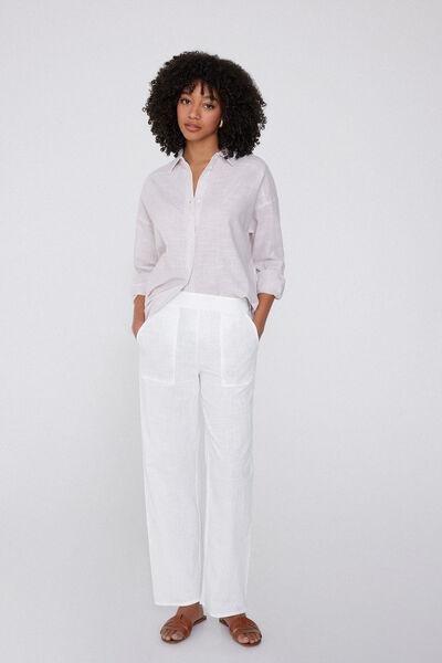 White Canvas Trousers, , large image number 1