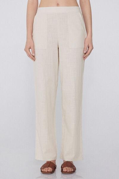 Ecru Canvas Trousers, , large image number 0