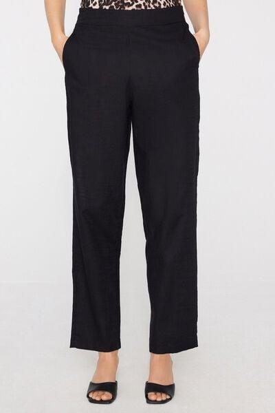 Black Cotton Canvas Cigarette Pants, Black, large image number 1