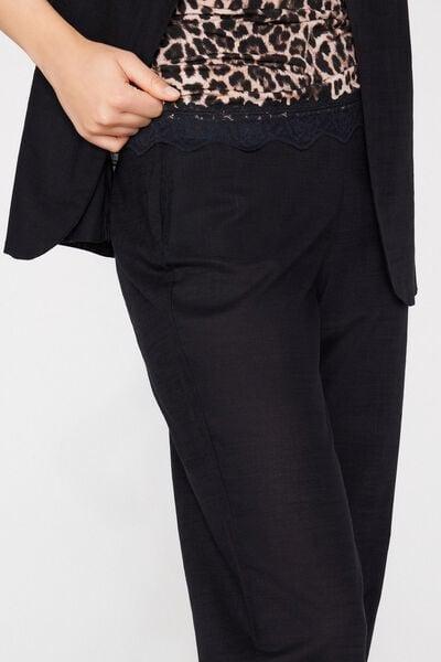 Black Cotton Canvas Cigarette Pants, Black, large image number 3