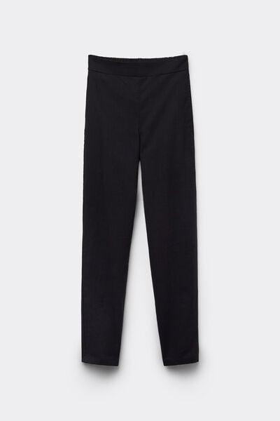 Black Cotton Canvas Cigarette Pants, Black, large image number 4