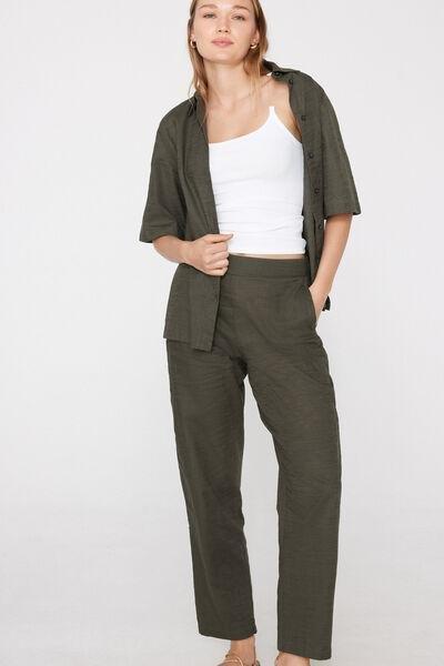 Green Cotton Canvas Cigarette Pants, 5701_226Z, large image number 0