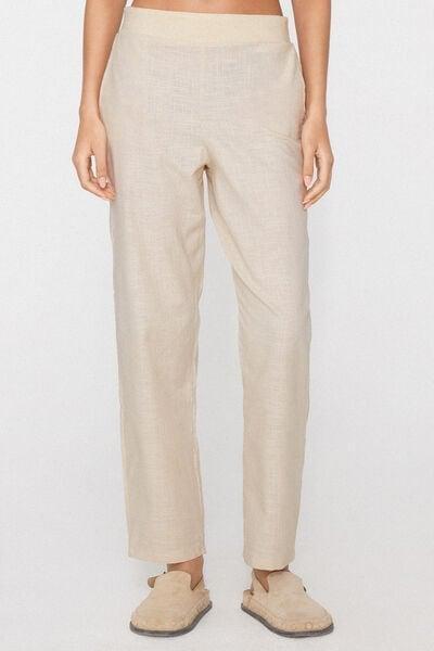 Beige Cotton Canvas Cigarette Pants, 5701_350Z, large image number 1