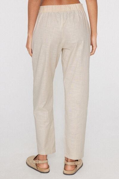 Beige Cotton Canvas Cigarette Pants, 5701_350Z, large image number 2