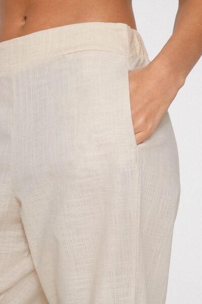 Beige Cotton Canvas Cigarette Pants, 5701_350Z, large image number 3