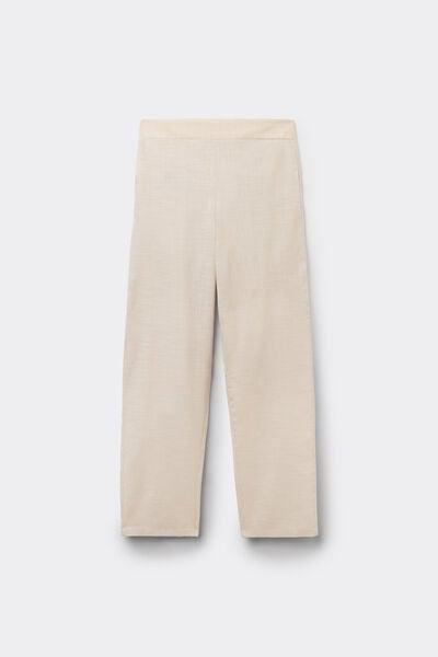 Beige Cotton Canvas Cigarette Pants, 5701_350Z, large image number 4