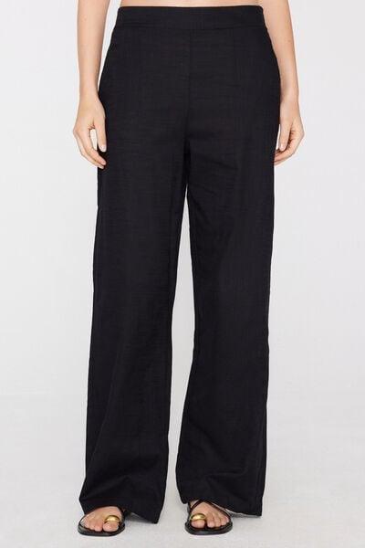 Black Cotton Canvas Palazzo Pants, Black, medium