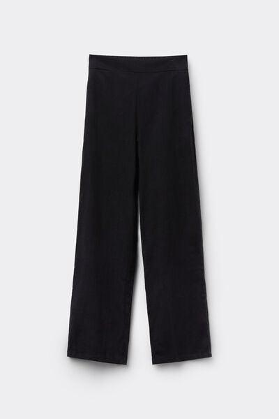 Black Cotton Canvas Palazzo Pants, Black, large image number 4