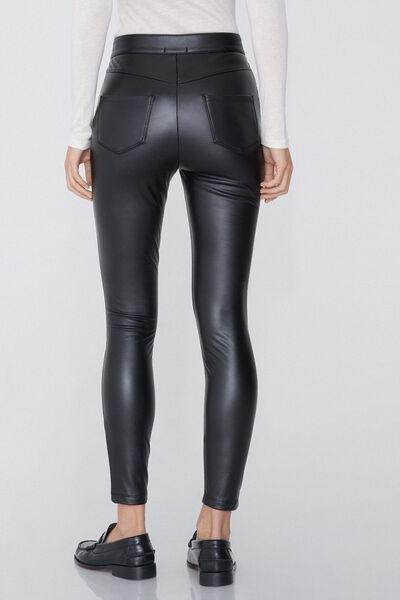 Tezenis - Black Coated-Effect Five Pocket Thermal Trousers