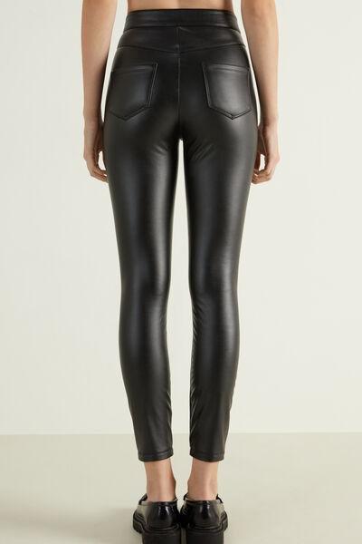 Black Coated-Effect Thermal Trousers, Black, medium