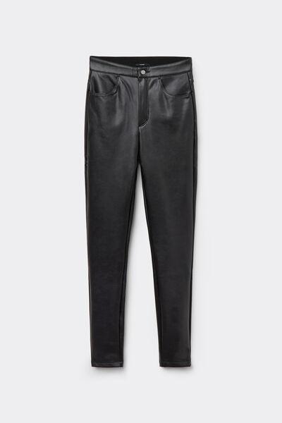 Tezenis - Black Coated-Effect Five Pocket Thermal Trousers