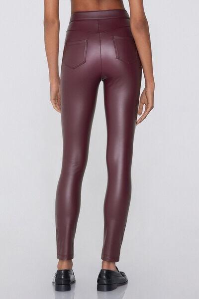 Maroon Leather-Effect Trousers, , large image number 2
