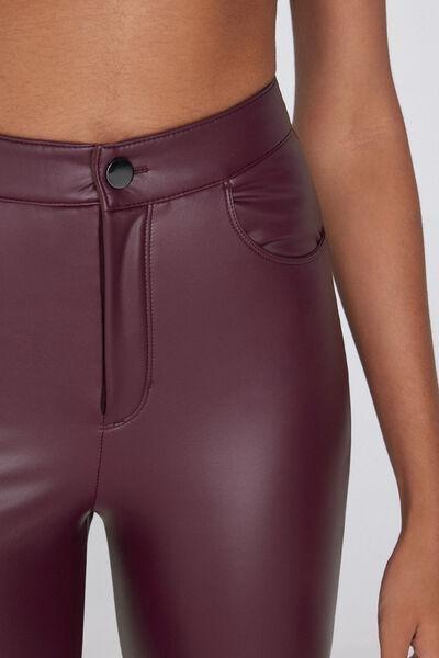 Maroon Leather-Effect Trousers, , large image number 3