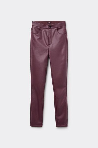 Maroon Leather-Effect Trousers, , large image number 4