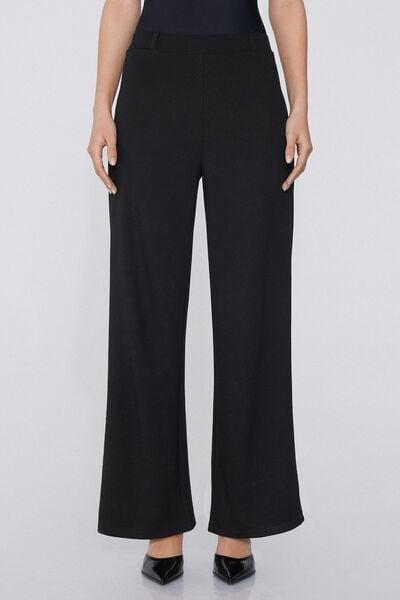 Black Milano-Stitch Palazzo Pants, Black, large image number 1
