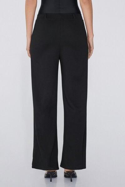 Black Milano-Stitch Palazzo Pants, Black, medium