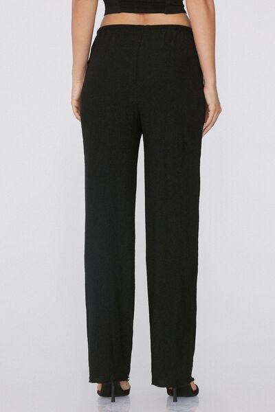 Black Crepe-Effect Palazzo Trousers, , large image number 2