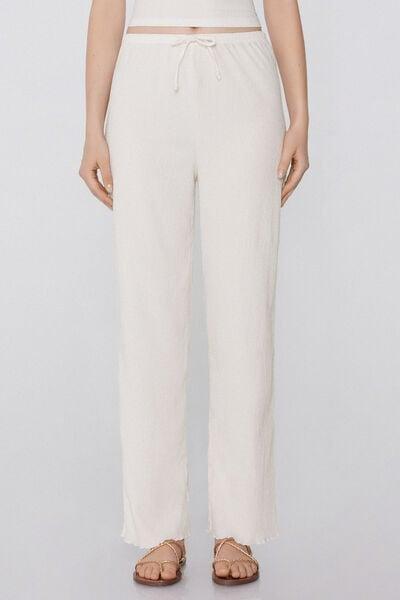White Crepe-Effect Palazzo Trousers, 5701_526Y, large image number 1