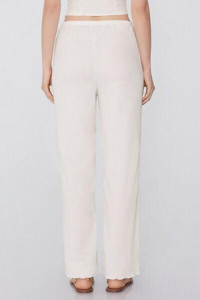 White Crepe-Effect Palazzo Trousers, 5701_526Y, large image number 2