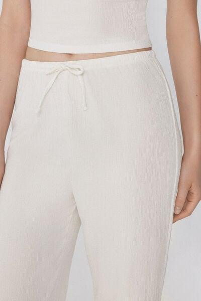 White Crepe-Effect Palazzo Trousers, 5701_526Y, large image number 3